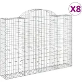 vidaXL Gabionen mit Hochbogen 8 Stk. 200x30x140/160cm Verzinktes Eisen