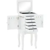 vidaXL Schmuckvitrine aus MDF und Kiefernholz 27 x 57 x 20 cm Weiß