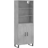 vidaXL Highboard Betongrau 69,5x34x180 cm Holzwerkstoff