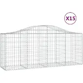 vidaXL Gabionen mit Hochbogen 15 Stk. 200x50x80/100cm Verzinktes Eisen