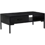 vidaXL Couchtisch Schwarz 90x50x35 cm Massivholz Kiefer