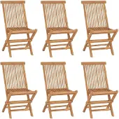 vidaXL Klappstühle, 6 Stück, Massivholz Teakholz