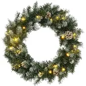 vidaXL Weihnachtskranz mit LED-Leuchten Grün 45 cm PVC