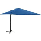 vidaXL Ampelschirm mit LED-Beleuchtung 250 cm Azurblau