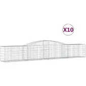 vidaXL Gabionen mit Hochbogen 10 Stk. 400x50x60/80cm Verzinktes Eisen