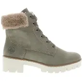 Rieker Damenschuhe Stiefel Schnürer Grün Freizeit