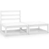 vidaXL 2-tlg. Garten-Lounge-Set Weiß Kiefer Massivholz