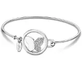 Lotus Armreif "Essentials - Schmetterling", silber (edelstahlfarben, kristallweiß, kristallweiß), Armbänder, Damen, Edelstahl, Armreif, mit Glasstein