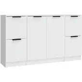 vidaXL Sideboards 3 Stk. Weiß Holzwerkstoff
