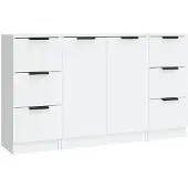 vidaXL Sideboards 3 Stk. Weiß Holzwerkstoff