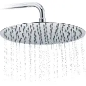 Relaxdays Duschkopf Regendusche rund, 300 mm, Edelstahl, Spiegeleffekt, Hochglanz, rain shower 1/2 Zoll, silber
