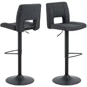 Actona Barhocker GROUP "Sylvia Barstuhl, Höhenverstellbar", grau (dunkelgrau), B:41,5cm H:115cm T:52cm, 100% Polyester, Hocker, Barhocker, Trompetenfuß, Gasfeder, drehbar, vertikale Nähte, 2er-Satz