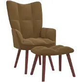vidaXL Relaxsessel mit Hocker Braun Samt
