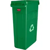 Rubbermaid Abfallbehälter Slim Jim, mit Recycling-Symbol, L 510 x B 280 x H 750 mm, 87 l, Kunststoff, grün