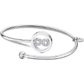 Lotus Armspange "Essentials - Infinity Unendlichkeitsschleife", silber (edelstahlfarben, kristallweiß, kristallweiß), Armbänder, Damen, Edelstahl, Armspange, mit Glasstein