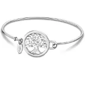 Lotus Armreif "Essentials - Baum des Lebens", edelstahlfarben, kristallweiß, kristallweiß, Armbänder, Damen, Edelstahl, Armreif, mit Glasstein