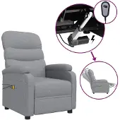 vidaXL Massagesessel Elektrisch Hellgrau Stoff