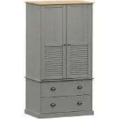 vidaXL Kleiderschrank VIGO Grau 90x55x170 cm Massivholz Kiefer