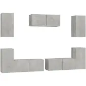 vidaXL 7-tlg. TV-Schrank-Set Betongrau Holzwerkstoff