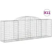 vidaXL Gabionen mit Hochbogen 11 Stk 300x50x100/120cm Verzinktes Eisen