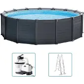Intex 26384GS, Gerahmter Pool, Kind & Erwachsener, Graphit