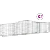 vidaXL Gabionen mit Hochbogen 2 Stk. 400x50x80/100cm Verzinktes Eisen