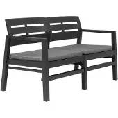 vidaXL 2-Sitzer-Gartenbank mit Kissen Anthrazit 133 cm Kunststoff