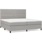 vidaXL Boxspringbett mit Matratze Hellgrau 200x200 cm Stoff