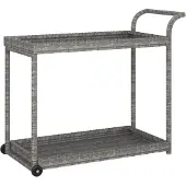 The Living Store Barwagen Grau 100x45x83 cm Poly Rattan