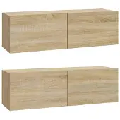The Living Store TV-Wandschränke 2 Stk. Sonoma-Eiche 100x30x30 cm Holzwerkstoff
