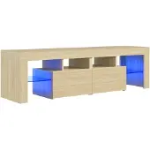 The Living Store TV-Schrank mit LED-Beleuchtung Sonoma-Eiche 140x36,5x40 cm