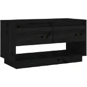 The Living Store TV-Schrank Schwarz 74x34x40 cm Massivholz Kiefer