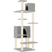 The Living Store Kratzbaum mit Sisal-Kratzsäulen Hellgrau 154 cm