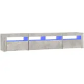 The Living Store TV-Schrank mit LED-Leuchten Betongrau 210x35x40 cm