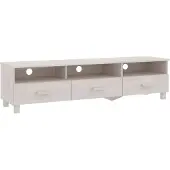 The Living Store TV-Schrank HAMAR Weiß 158x40x40 cm Massivholz Kiefer