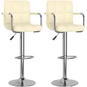 The Living Store Barhocker 2 Stk. Creme Kunstleder