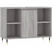 The Living Store Badschrank Grau Sonoma 80x33x60 cm Holzwerkstoff