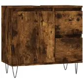 The Living Store Badschrank Räuchereiche 65x33x60 cm Holzwerkstoff
