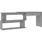 The Living Store Eckschreibtisch Betongrau 200x50x76 cm Holzwerkstoff