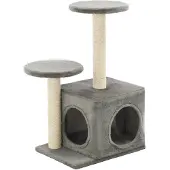 The Living Store Katzenbaum mit Sisal-Kratzsäulen 60 cm Grau