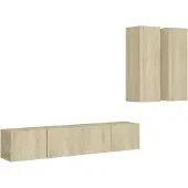 The Living Store 4-tlg. TV-Schrank-Set Sonoma-Eiche Holzwerkstoff