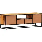 The Living Store TV-Schrank 120x30x40 cm Massives Altholz und Stahl