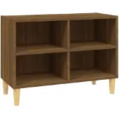The Living Store TV-Schrank mit Massivholz-Beinen Braun Eiche-Optik 69,5x30x50cm