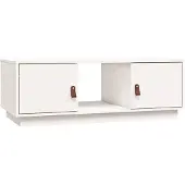 The Living Store Couchtisch Weiß 100x50x35 cm Massivholz Kiefer