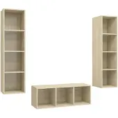 The Living Store 3-tlg. TV-Schrank-Set Sonoma-Eiche Holzwerkstoff