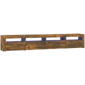 The Living Store TV-Schrank mit LED-Leuchten Räuchereiche 240x35x40 cm