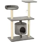 The Living Store Katzen-Kratzbaum Sisal 95 cm Grau