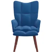 The Living Store Relaxsessel mit Hocker Blau Samt