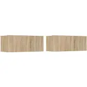 The Living Store TV-Schränke 2 Stk. Sonoma-Eiche 80x30x30 cm Holzwerkstoff