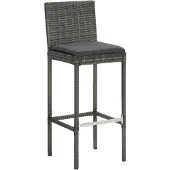 The Living Store Garten-Barhocker mit Kissen 2 Stk. Grau Poly Rattan